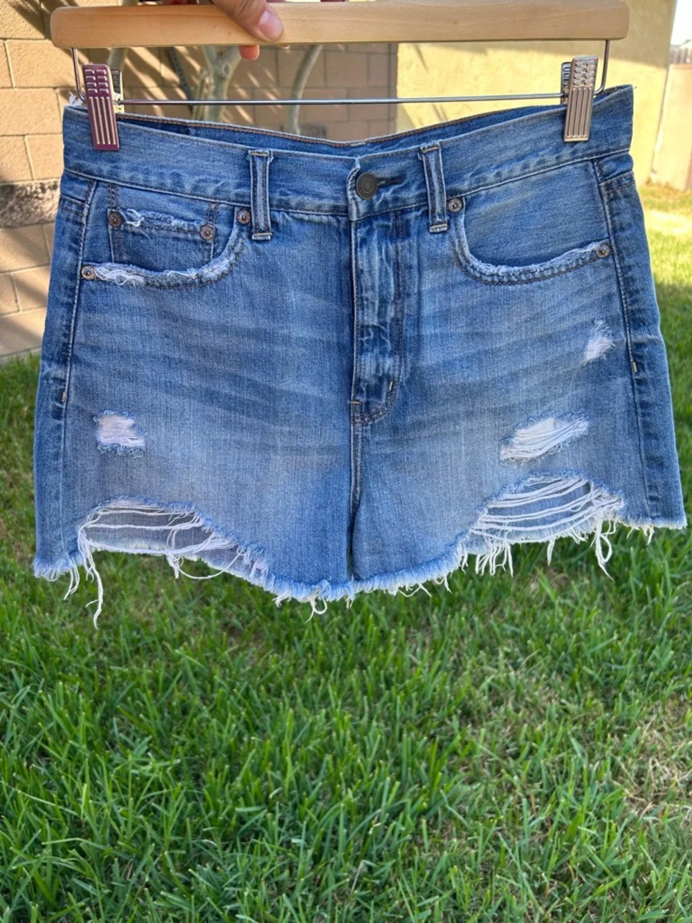 American Eagle Outfitters Blue Distressed Denim Cutoff Shorts